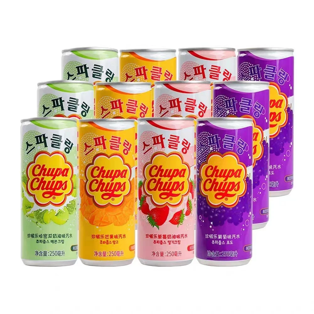 Korean imported food fruity soda grape strawberry cantaloupe mango carbonated drink 250mlx24