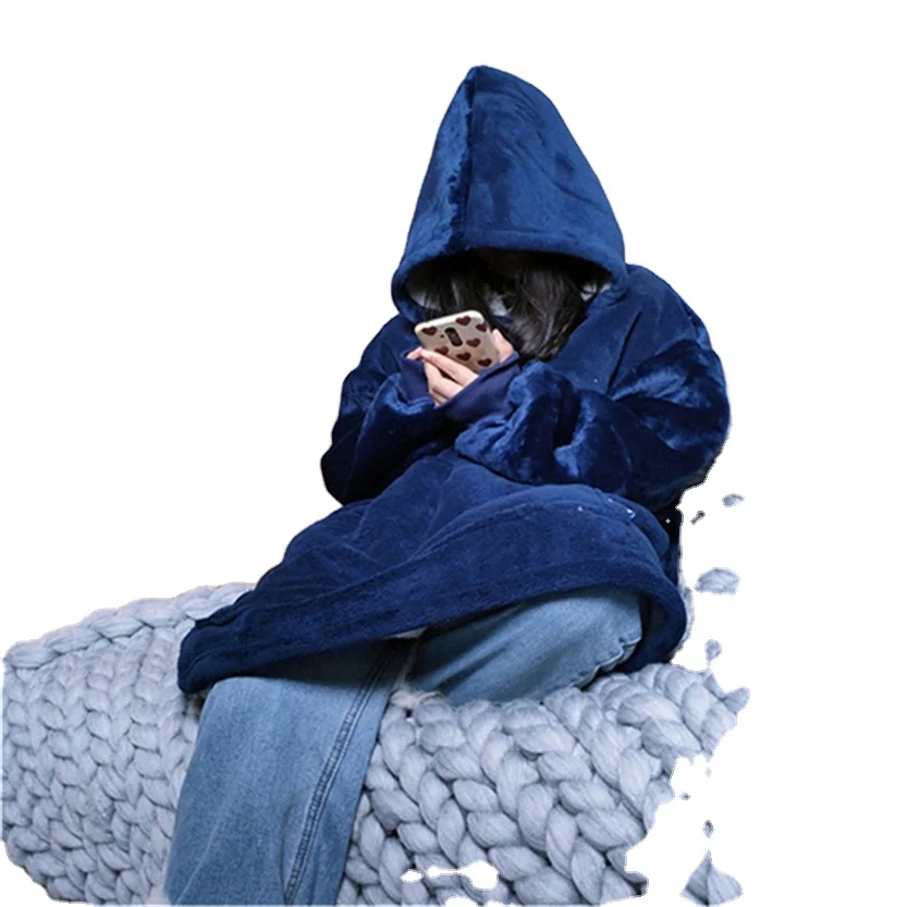 Sherpa Blanket With Sleeves Ultra Plush Fleece Sweatshirt Pink Grey Wine Blue Warm Flannel Hooded Blankets