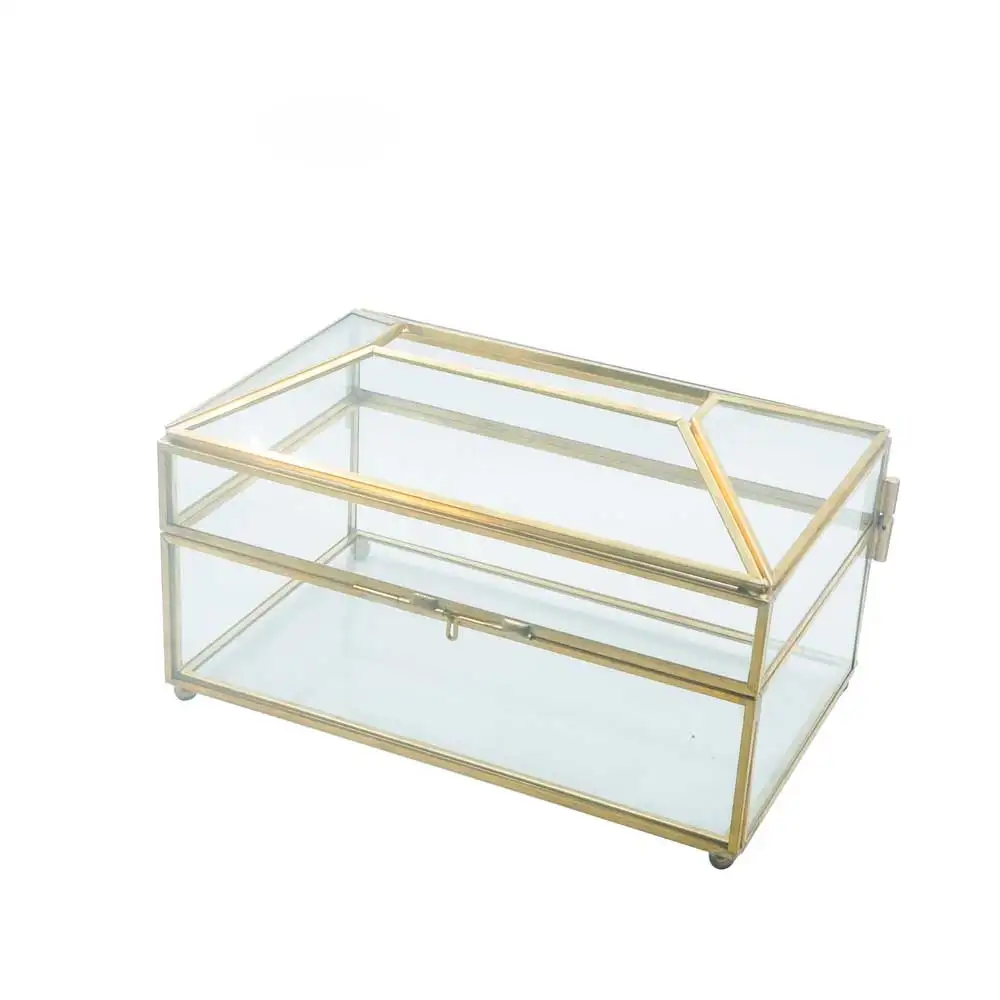 Новинка, золотистая зеркальная Хрустальная салфетка, коробка для хранения косметики, шкатулка для ювелирных изделий, чехол с металлической рамкой для фотографий, держатели