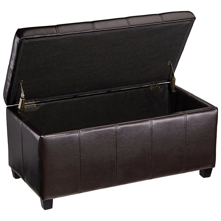 Tawny Rectangle Bench For Bedroom And Hallway Storage Workbench Storage Stool Ottoman Leather