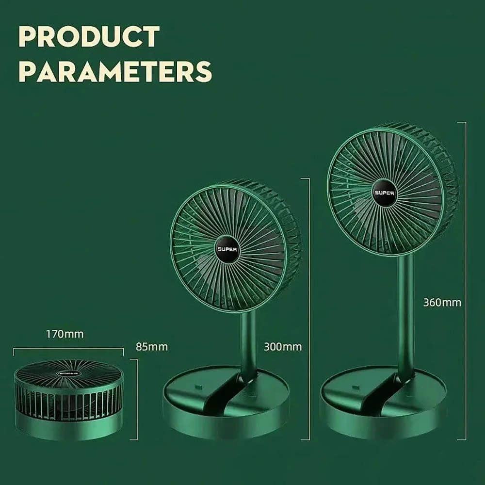 JR Factory wholesale Folding Portable Fan Ventilador Recargable Floor Fan Usb Desk  Wireless Telescopic Fans