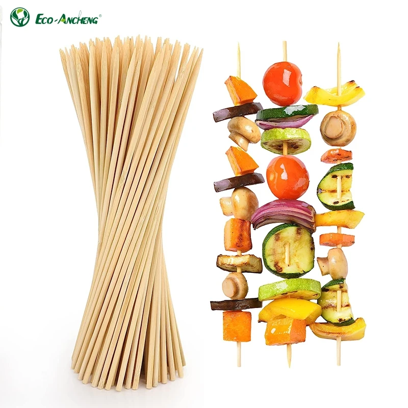 Heat Resistance Wooden Sticksskewers 15 25 35 45Cm Long Bamboo Nautral Skewers For Sugar Gourd