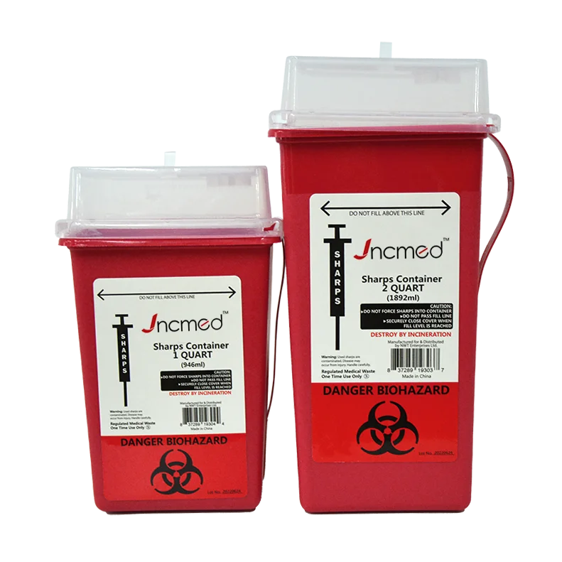 JCMED 1 quart sharp container sharps container biohazard needle disposal