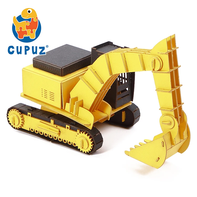 Engineering truck car toy for kids laser cut paper craft 3d jigsaw puzzles Excavator Model