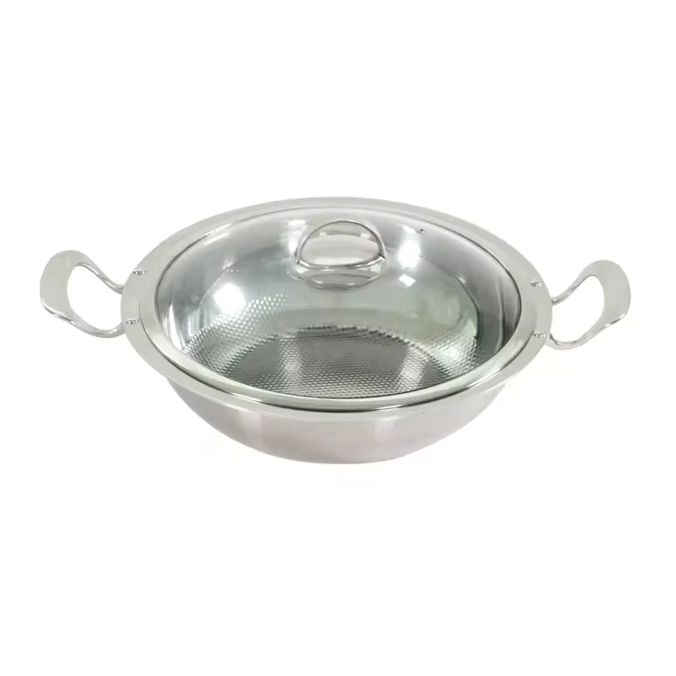 18/10 Stainless Steel  Induction Hand Hammered Chinese Wok Large Size for Outdoor Restaurant