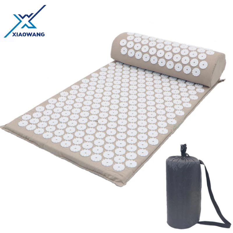Chinese manufacturer custom logo natural linen foot massage shakti high density foam acupressure mat and pillow set