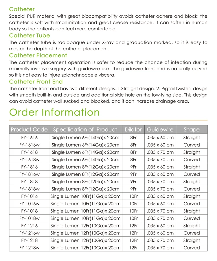 Sample Offered Disposable Medical Abdomen Drainage Catheter for Surgery