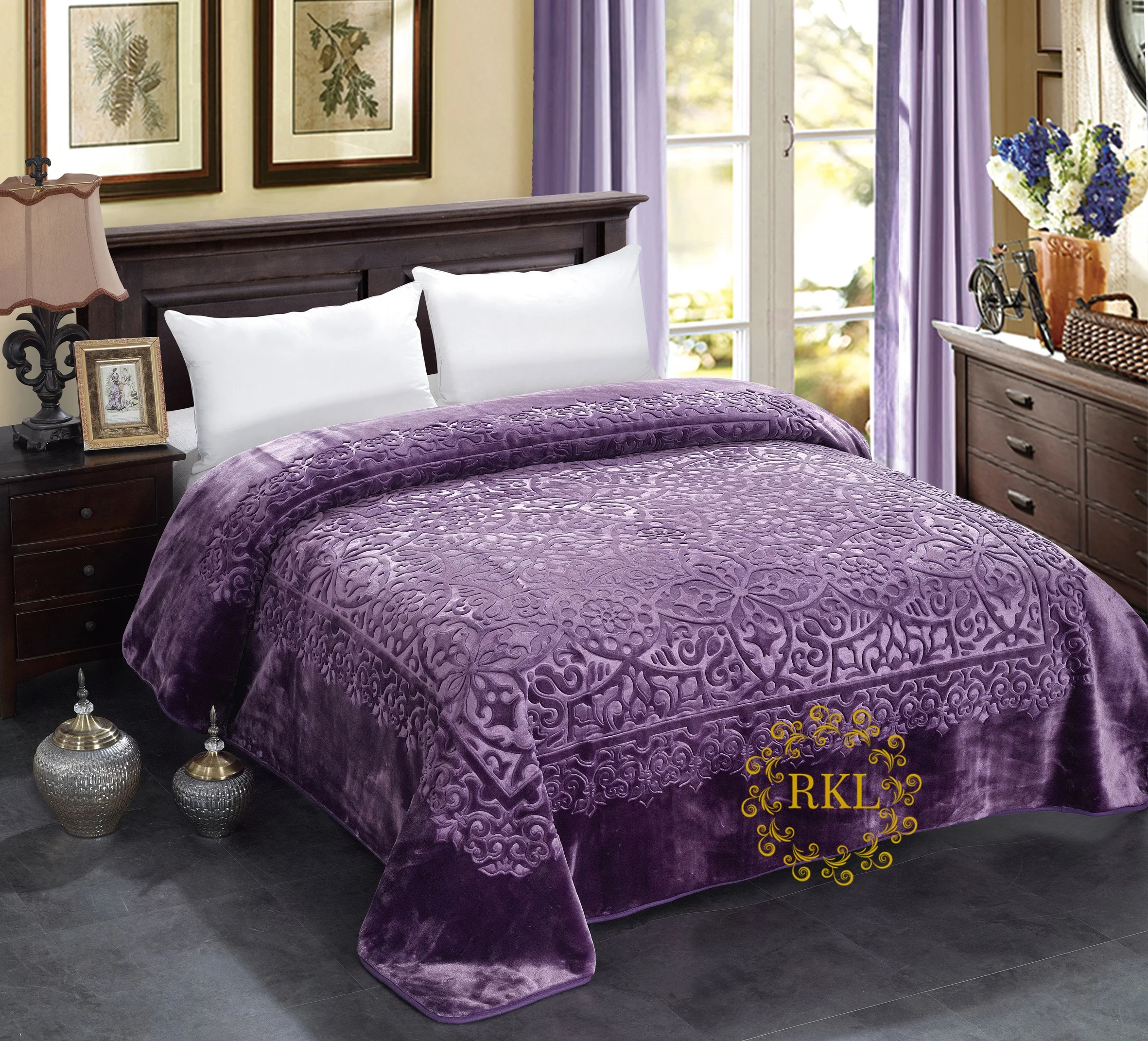 Wholesale Plain Super Soft Polyester Korean Raschel Blanket Embossed Mink Raschel Blankets