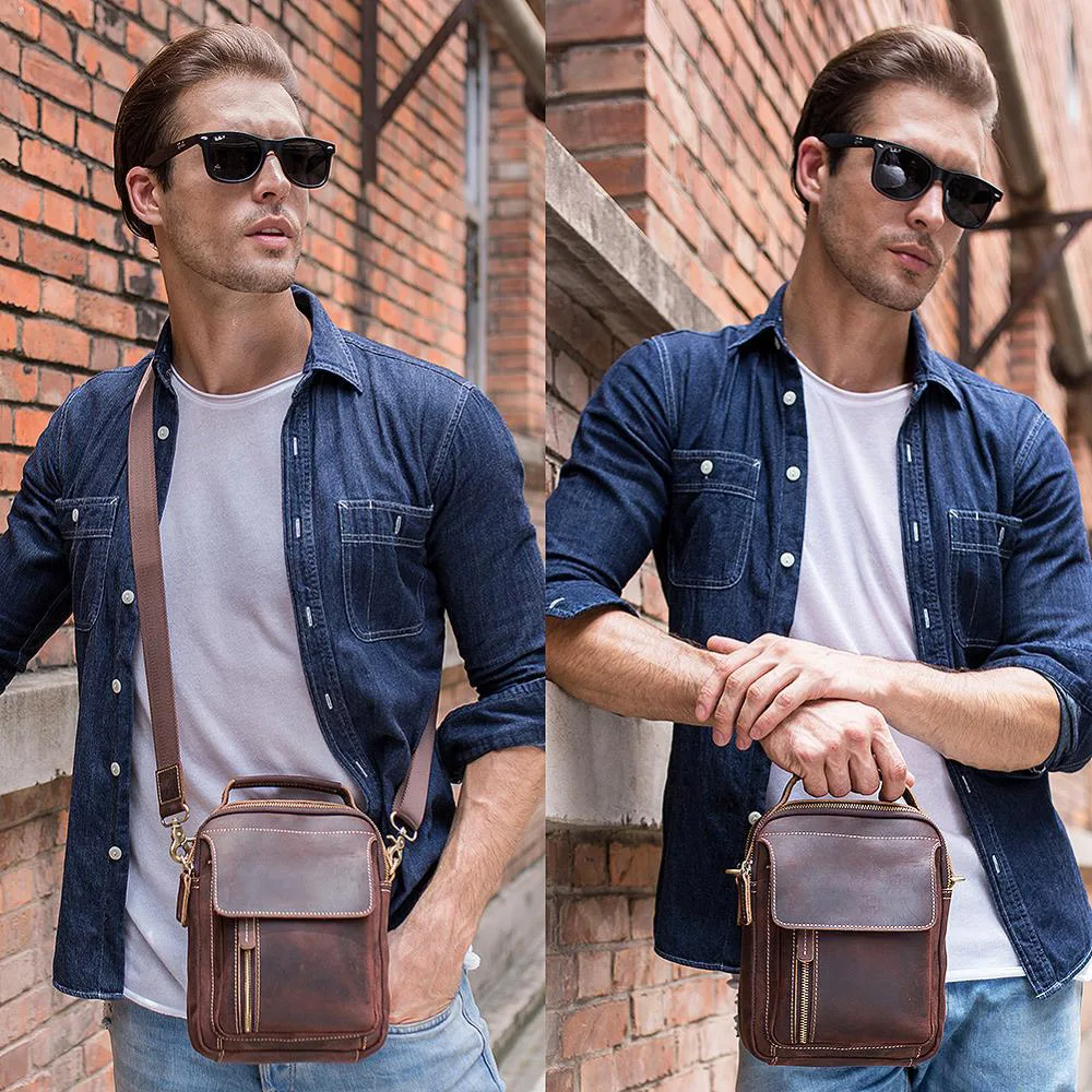 Tiding Retro Leather Men Customized Fashion New Shoulder Messenger Crossbody Bag