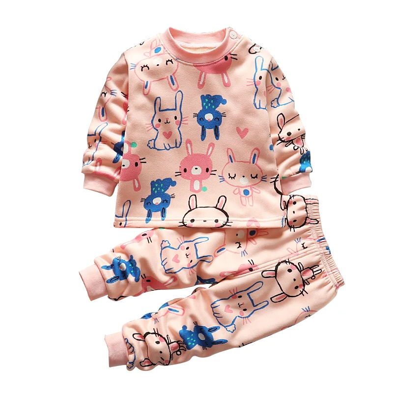 
Children thermal underwear set boys plush plush long Johns girls baby middle school children pajamas 