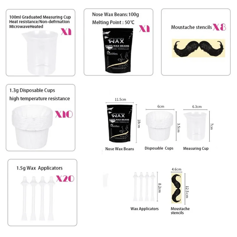 Nasal Hair Removal Depilatory Hard Wax Beans Waxing Set 100g Nose Wax Kit For Men And Women