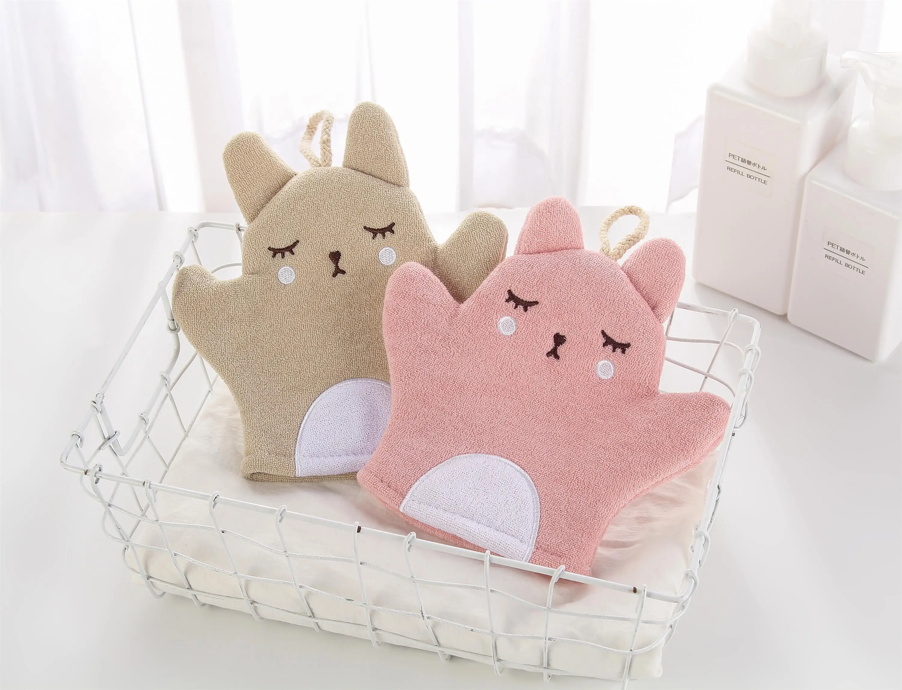 Bath Shower Glove Large Cute Rabbit Shape Bath Sponge Gloves Multi Color Optional Children for Kids Body Baby Towel Glove 