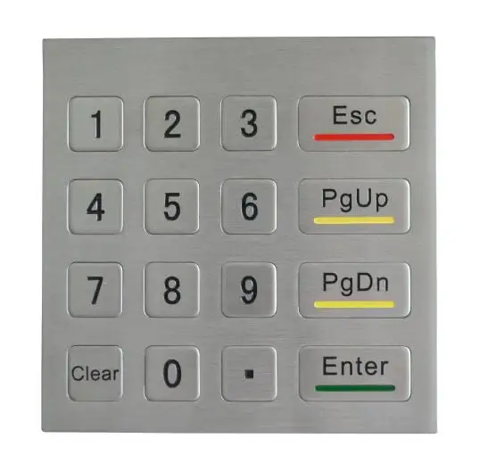 16 Keys Kiosk Metal Stainless Steel Industrial 4x4 Waterproof USB Numeric Keypad for Fuel Dispenser
