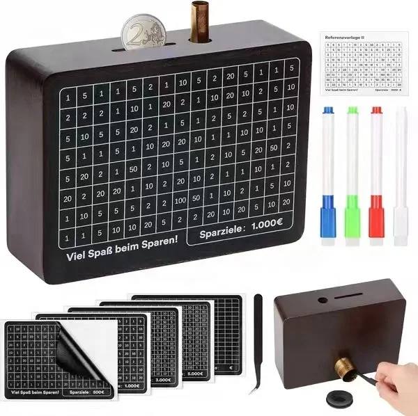 Wooden Money Box with Numbers Checking, Money Box with Target