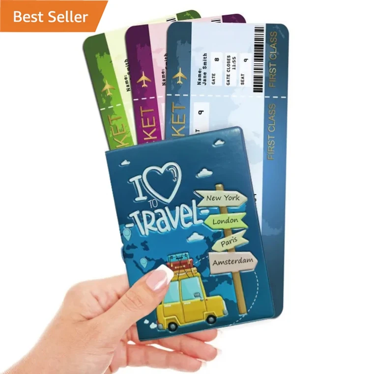 Hot Selling Cartoon Passport Cover Travel Organizer Passport Ticket Document Holder Wallet PVC Passport Cover
