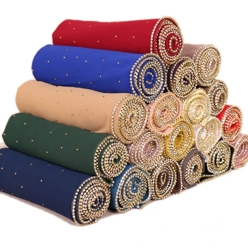 2024 new color not see through premium chiffon hijab custom brand heavy chiffon solid color high quality pearl  hijab s