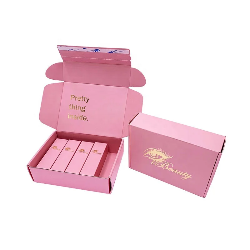 Hot Sale Shipping Box Pink Corrugated Mailer Box Of Pink Packaging Box With Zipper