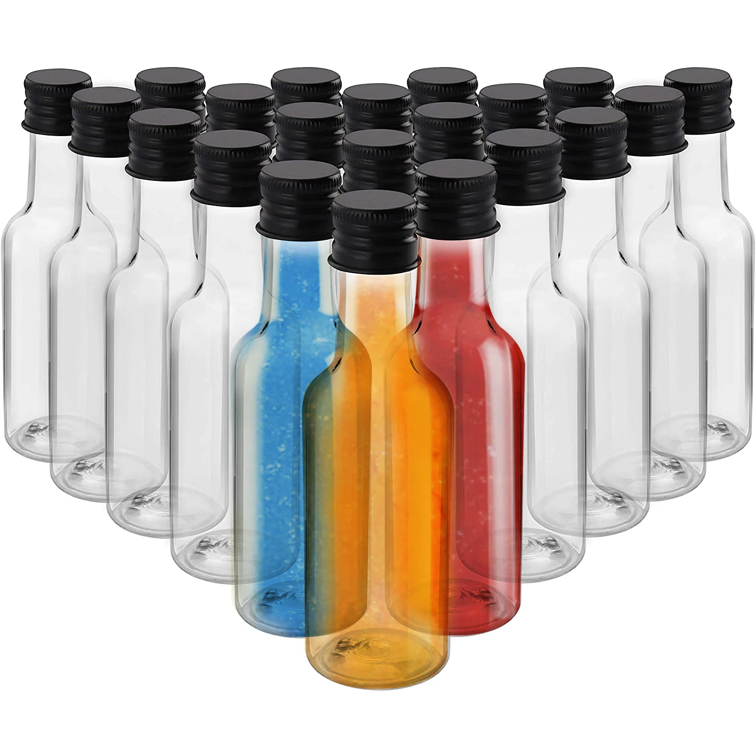 2022 New Mini Liquor Bottles Glass  50ml 2oz 100ml 3oz Empty Spirit  juice wine syrup Bottles with Screw Caps