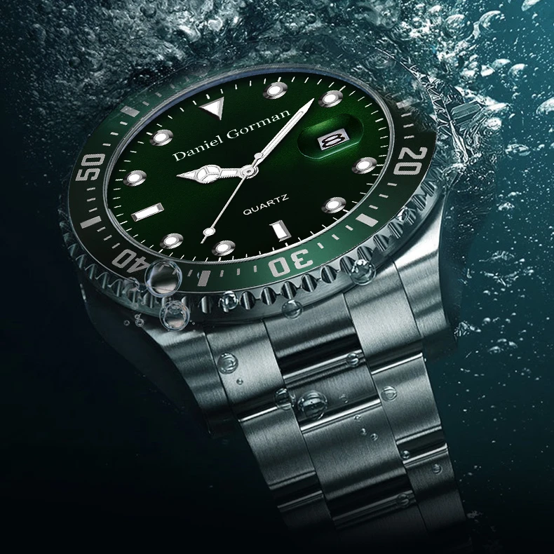 Men Luminous Watch Stainless Steel Quartz Classic Business Wristwatch Waterproof Singapore Movement Quartz Watch