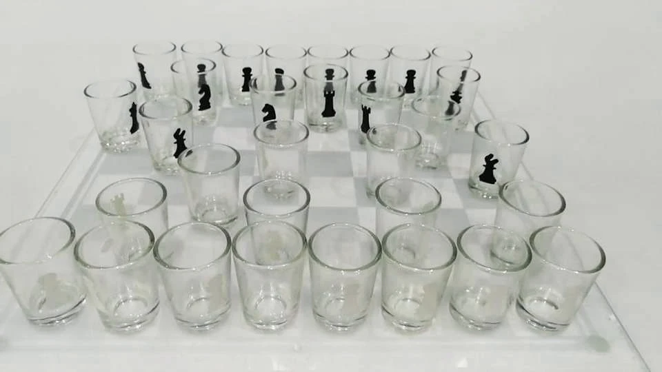 Custom Glass Chess Set Chess Games for Chess Drinking Game