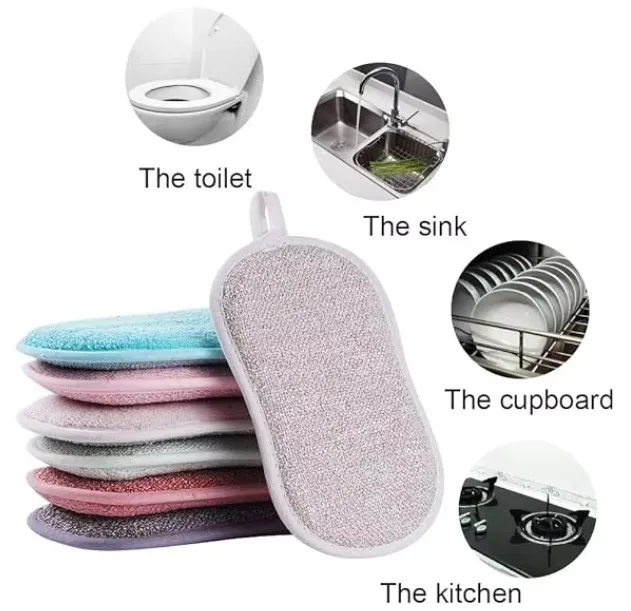 Durable Eco-Friendly Kitchen Scrub Scouring Sponge Non-Scratch Microfiber Heavy Duty Scouring Power Kitchen Sponge
