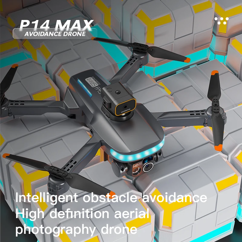 NEW P14 Drone 8K HD Professional UAV Intelligent Obstacle Avoidance Foldable Dual Camera Brushless Mini Aircraft 5000M