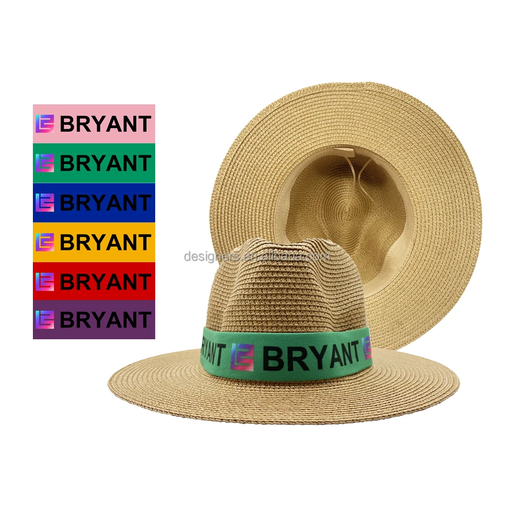 Customized Women Men Unisex Spring Summer Breathable Sun Straw Braid Floppy Fedora Beach Panama Cap Straw Hats