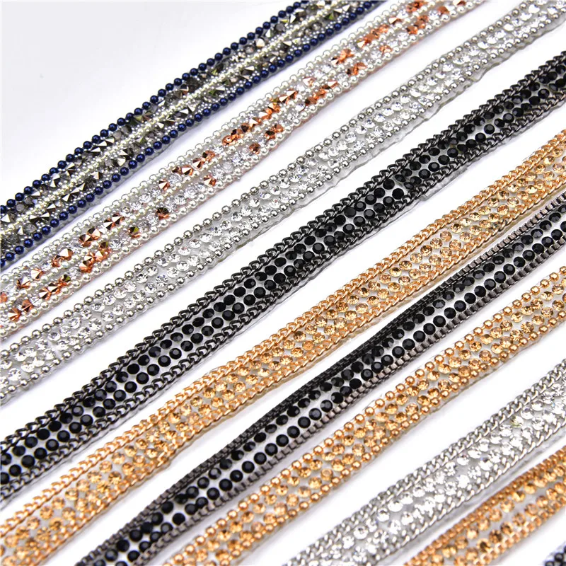rhinestone tape Tube beads sequin With adhesive hotfix chain iron on wedding dress shoes bag clothing accessories DIY decoration