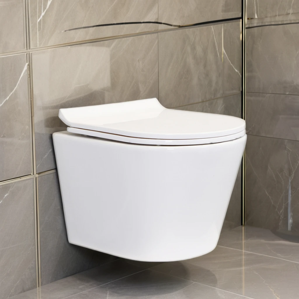 Hot Sale Ceramic Floating Toilet Commode Round Wc Wall Mounted Toilet White Bathroom Rimless Wall Hung Toilet