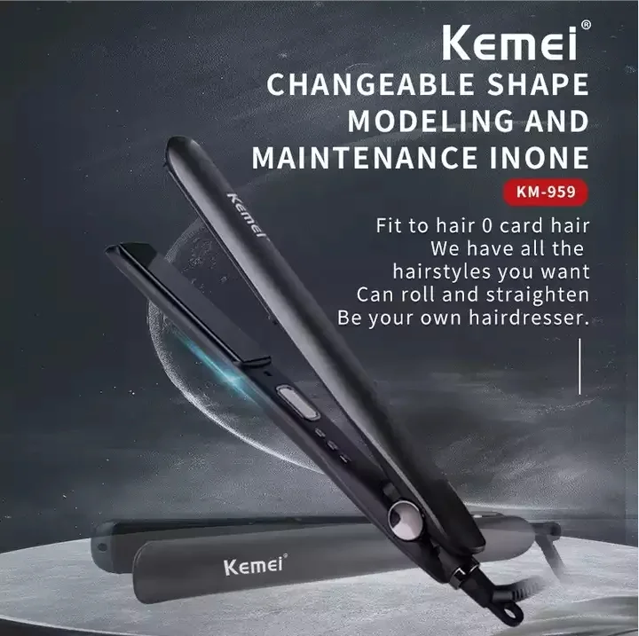 Temperature Adjustment Liquid Crystal Display Hair Straightener Kemei Km 959 Rapid Heating Ptc Widening Panel Hair Straightener