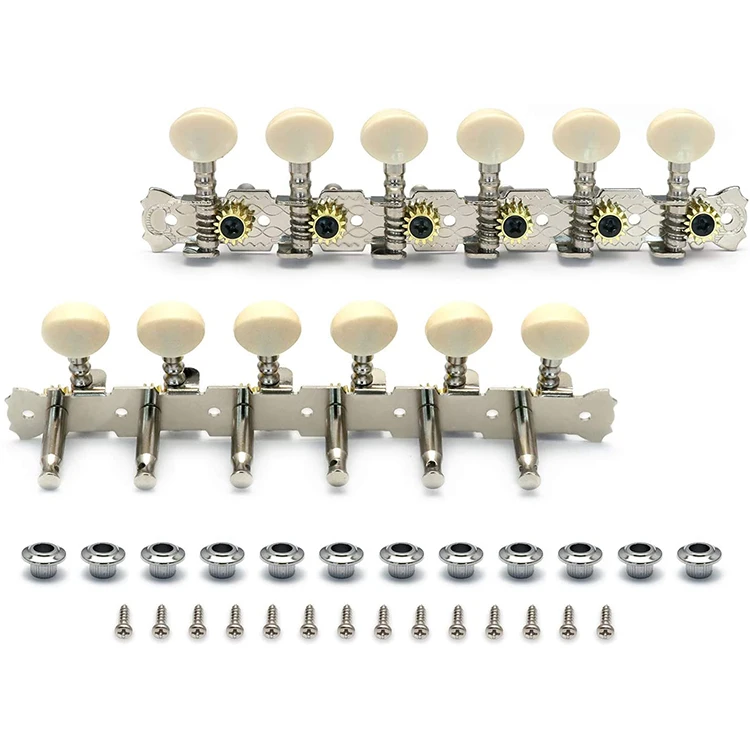 Custom 6L6R Chrome 12 Strings Acoustic Guitar Tuning Pegs Mandolin Machine Heads with Single Hole