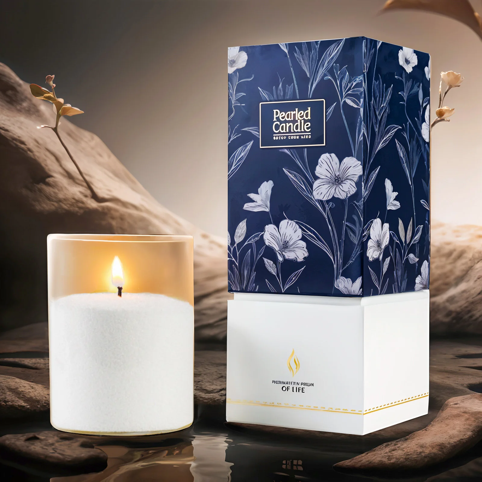 Premium Quality Wedding Decoration Luxury Gift Box Palm Wax Pearled Candle Wax Candle Sand with Wicks