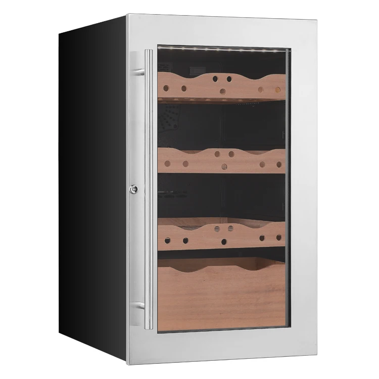 Cedar Wood Cigar Storage Cabinet Glass Door Display Cigar Fridge Stable Humidity Fans Cooling No Frost Cigar Humidor