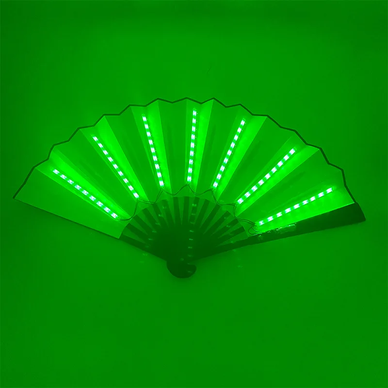 LED Glowing Folding Fan,Colorful Chinese Hand Held Clack Fan,Festival Fan,LED Flashing Rave Fan,Light Up Folding Fan (red)