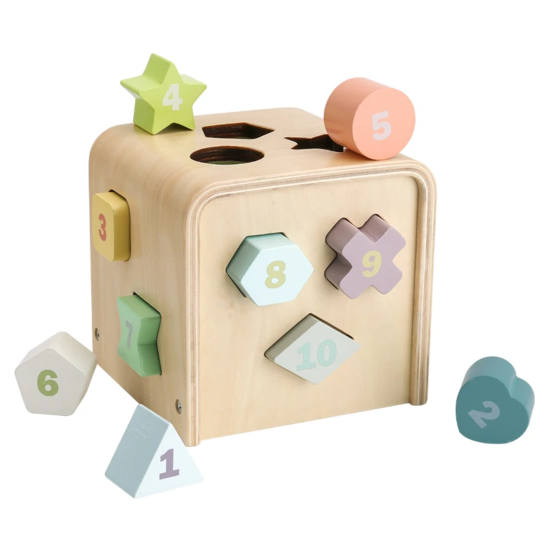 wooden colored toy shape sorting machine, baby wooden Montessori educational cognitive toy