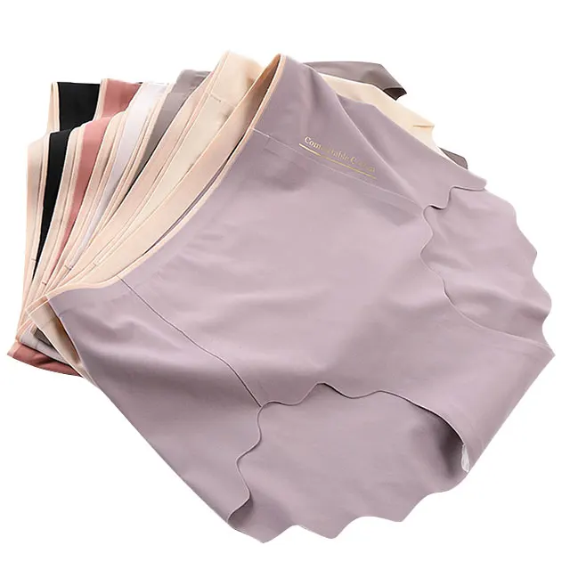 2021 woman ice silk  high-waist seamless laser cut underwear  trackless panties underwear