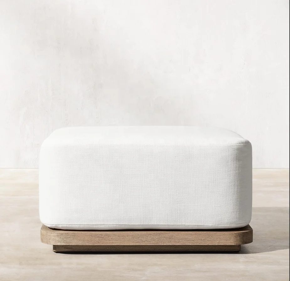 2023 High Quality Hotel Pool Side Modern Outdoor Patio Garden Lounge Sets Teak Solid Wooden Ottoman Furniture