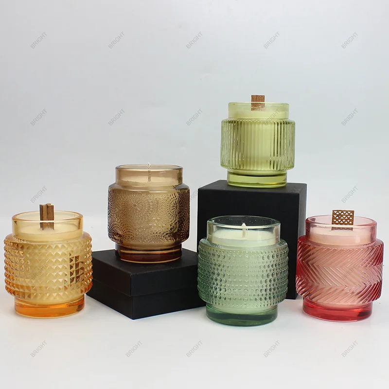 Wholesale Unique Factory Luxury Empty Candle Making Black White Custom Boxes Packaging Lid Scented Soy Wax Glass Candle Jar