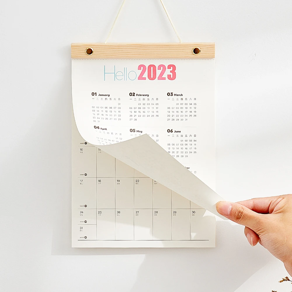 Simple 2023 Hanging Calendar Printing Daily Custom Planner Monthly B5 Wall Wood Calendars