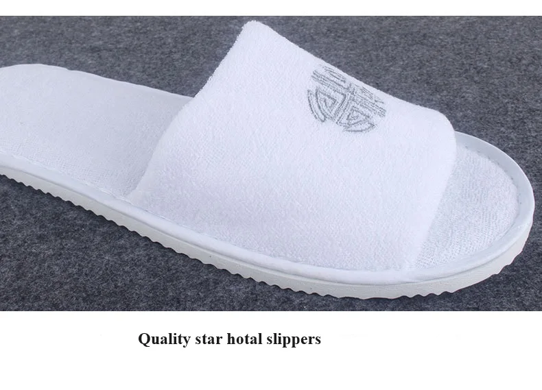 Custom Logo hotel disposable slipper Sauna SPA thick non-slip EVA outsole  towels slippers