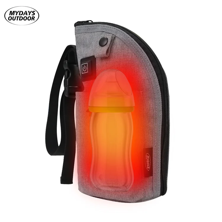 Mydays Outdoor Portable Waterproof Feeding Baby Milk Bottle Warmer Heat Keeper Insulated Bag with USB Charging Port