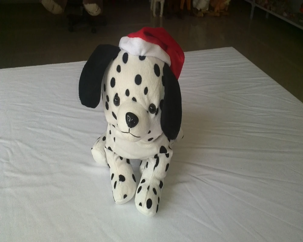 17cm promotional customized plush christmas pig/frog/bear/cow animal toy with red hat&green bowtie