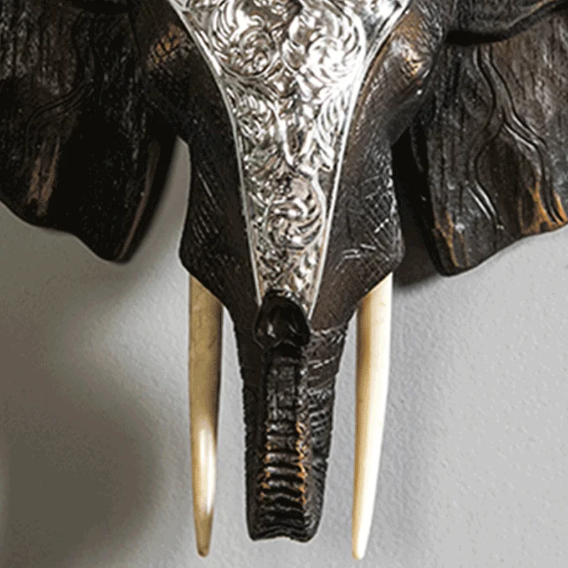 Custom Statue Luxury Home Decorations Polyresin Elephant Head Hanging Wall Decorations For Home Modern
