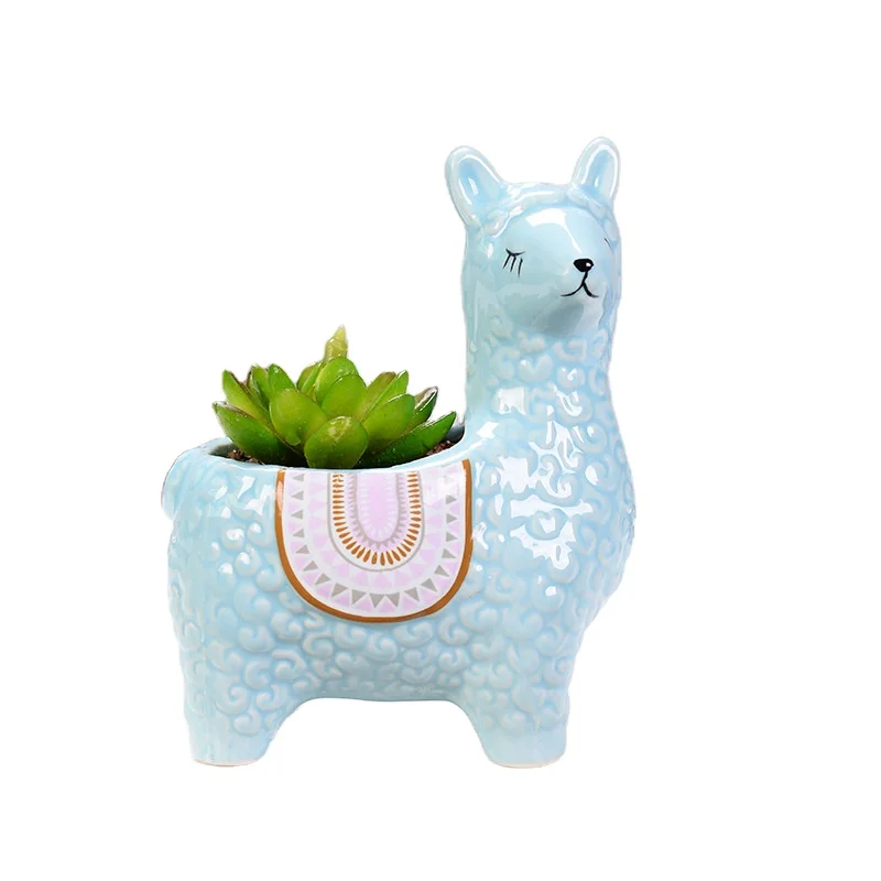 hot sale multicolor cheap flower pot indoor mini cartoon cute animal sheep shape ceramic succulents flower pots for home