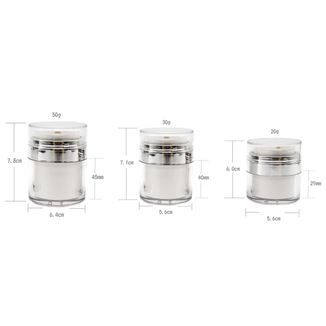 Hengjian 15g 30g 50g 30ml 50ml Empty Eye Cream Lotion Container White Acrylic Powder Jars Double Wall Cosmetic Airless Pump Jar
