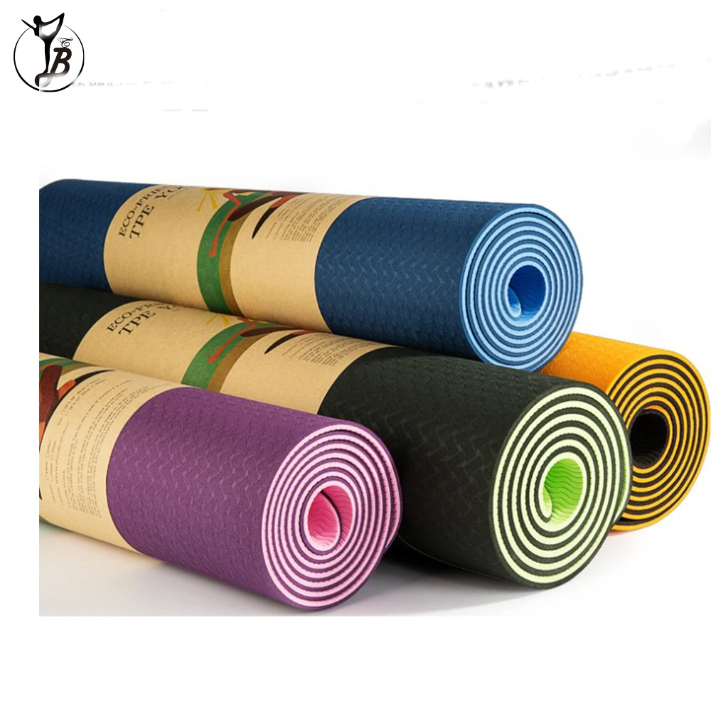 Anti-slip 6mm double layer private label wholesale natural buy tpe yoga mat eco friendly one yoga mat with custom logo