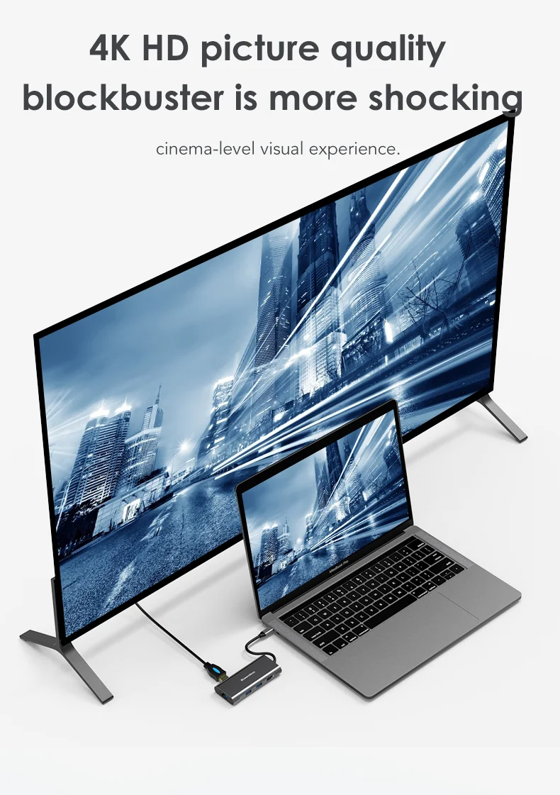 8 In 1 USB C Adpater 4K 30Hz Hdtv usb3.0 tf sd card reapder PD 100W RJ45 10/100 Mbps Ethernet adapter usb c hub 8 in 1