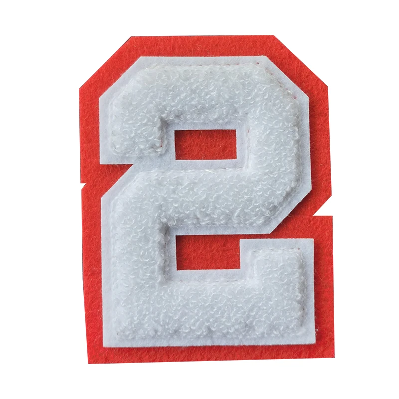 Wholesale custom jacket embroidery red text logo greek number 1913 chenille patch
