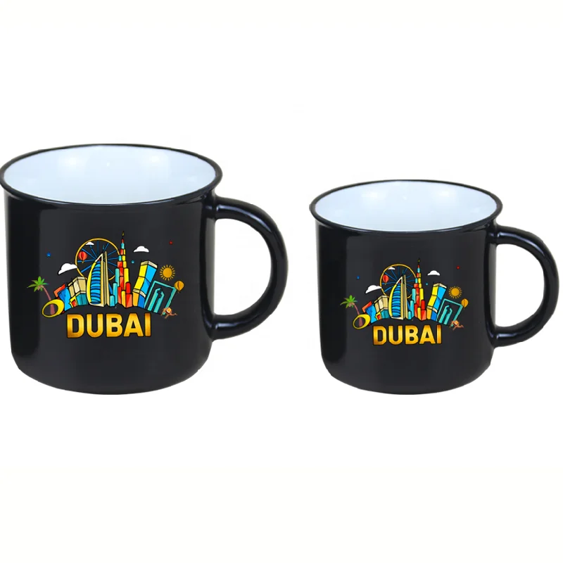 Dubai Stoneware Design Gold Handle Mug Attractive Dubai Souvenir Gift Elegant Stoneware Coffee Cup