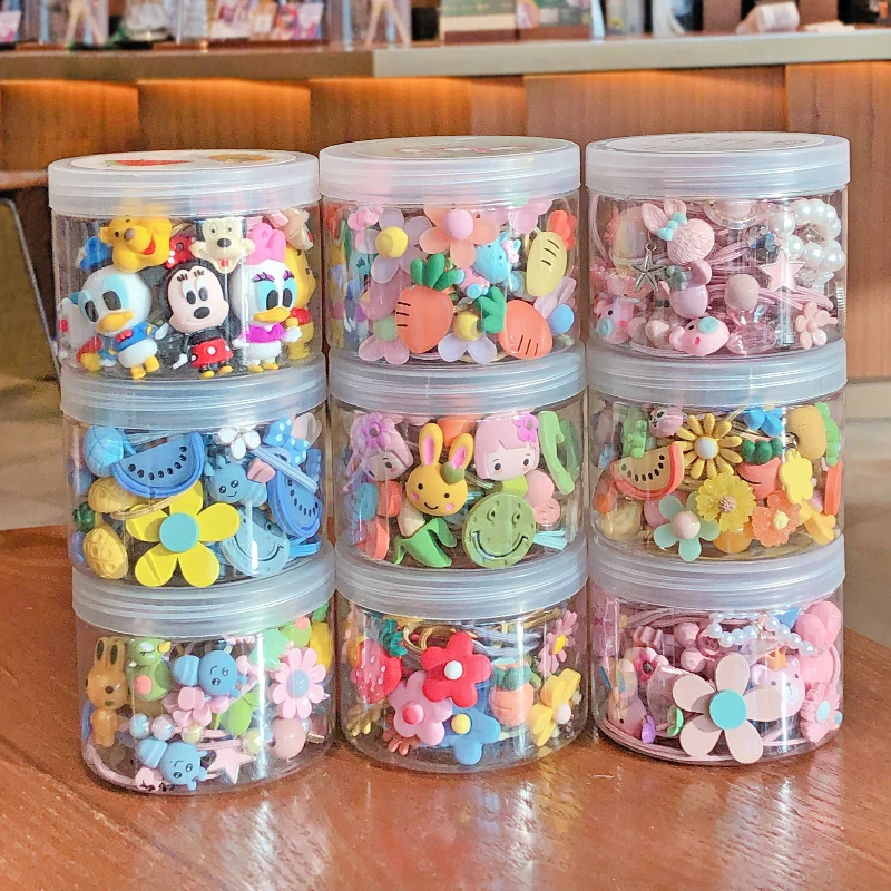 Hot sale Cartoon Ponytail Holders With Charms For Girls Toddlers Kids 20/30 PCS Plastic Ball Girl Hair Accessories set